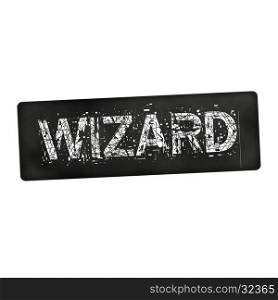 Wizard white wording on black background