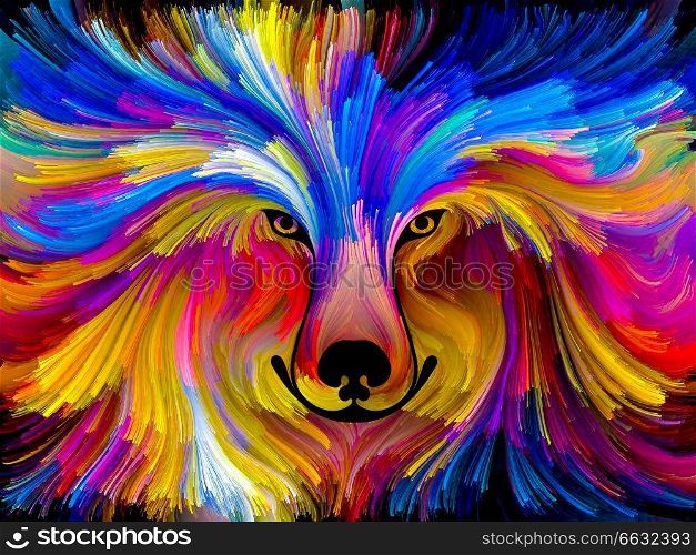 Wolf Dog abstract digital painting on the subject of animal nature