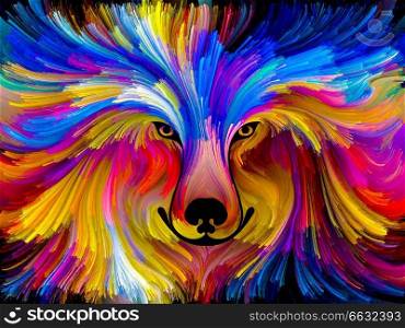 Wolf Dog abstract digital painting on the subject of animal nature