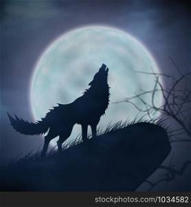 Wolves howl and full moon