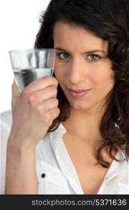 Woman about to drink water