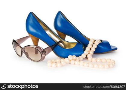 Woman accessories isolated on the white background