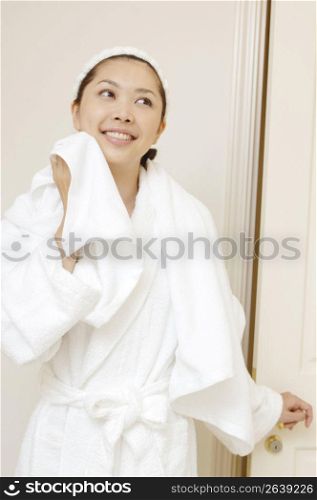Woman after taking a bath