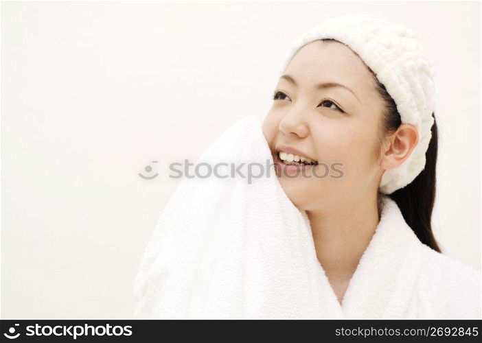 Woman after taking a bath