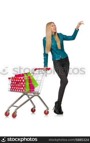 Woman after the christmas shopping