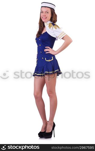 Woman airhostess isolated on the white