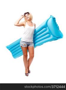 Woman and airbed