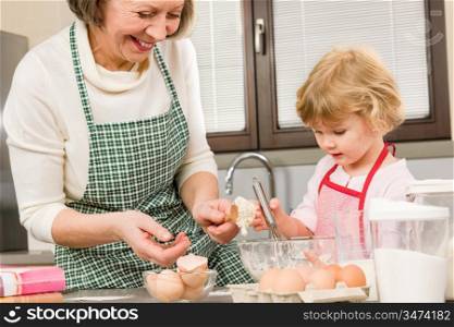 Woman and child baking