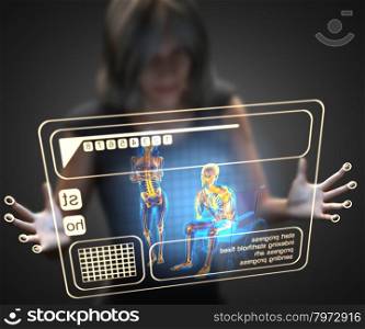 woman and hologram with man on wheelchair