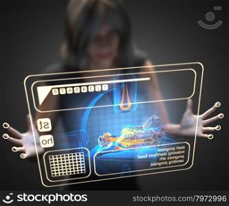 woman and hologram with roentgen procedure