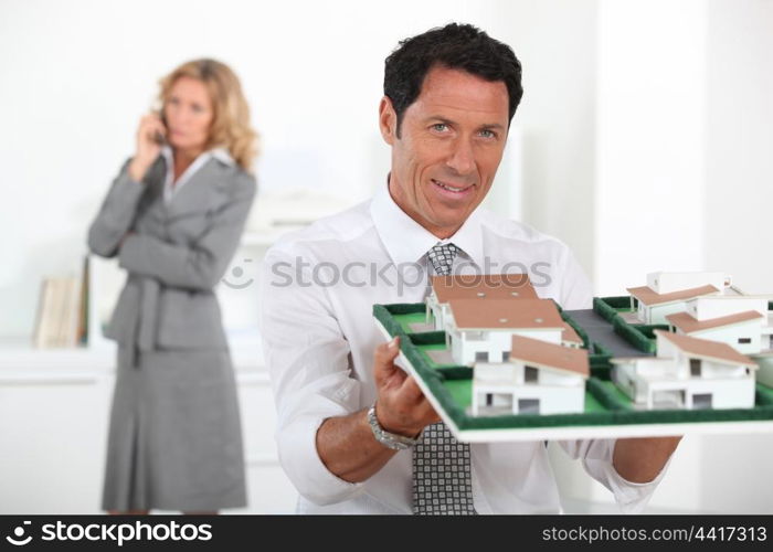 woman and man in an office