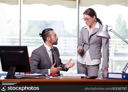 Woman and man in the business concept