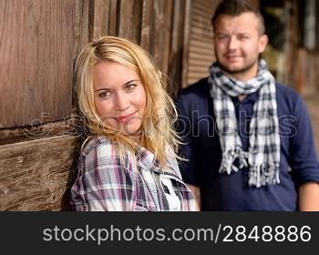 Woman and man smiling resting tourists travel vacation togetherness couple