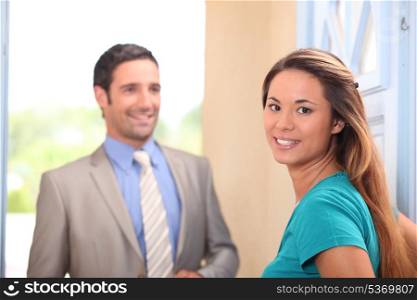 Woman and real estate promoter