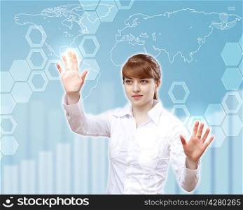 Woman and technology related background