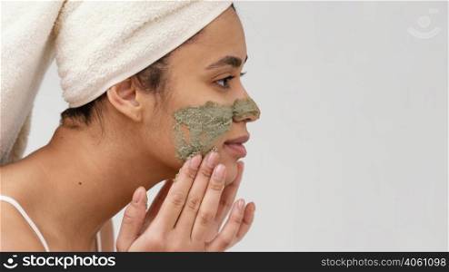 woman applying homemade treatment her face 2