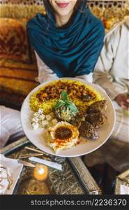 woman arab dish restaurant