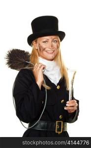 woman as a chimney sweep. good luck on new year&acute;s eve and new year.