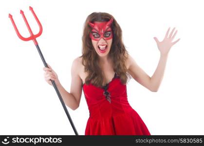 Woman as red devil in halloween concept