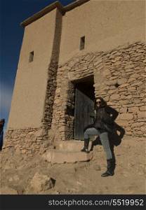 Woman at a fort, Ait Benhaddou, Ouarzazate, Souss-Massa-Draa, Morocco