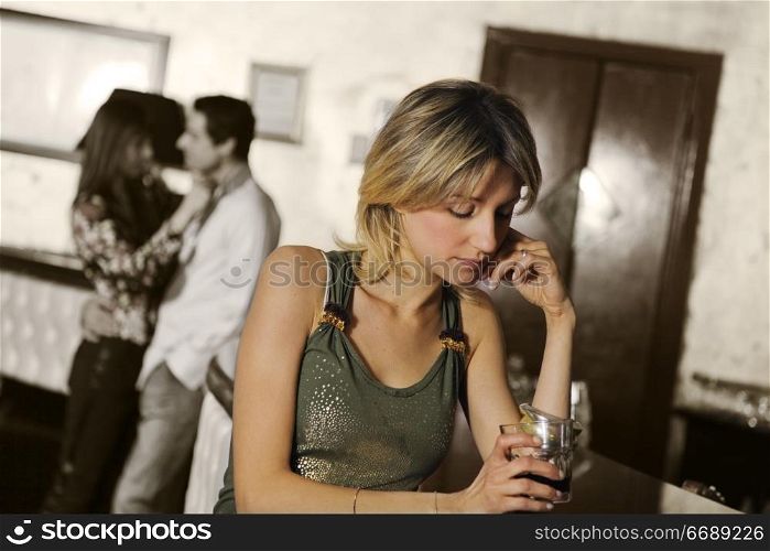 woman at bar