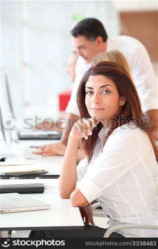 Woman attending business training