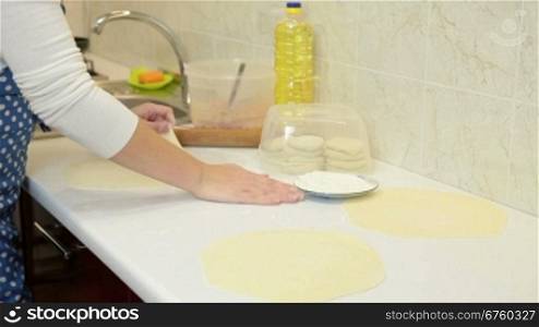 Woman Baking At Home, Making Rolled Dough