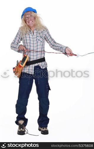 Woman being electrocuting