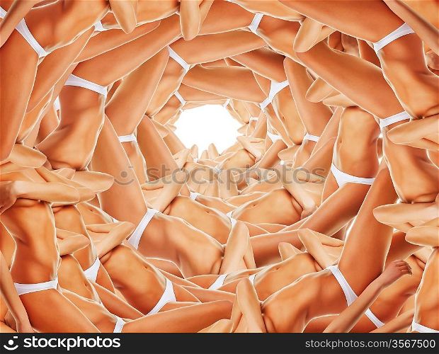 Woman body dune tunnel