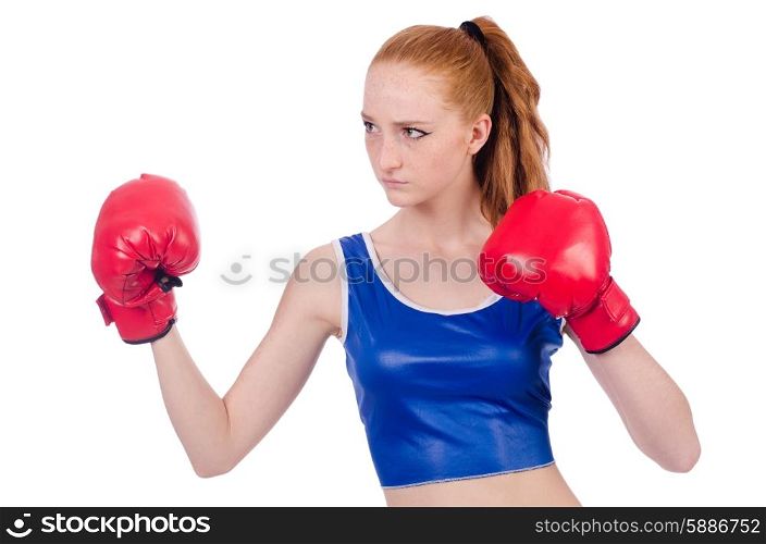 Woman boxer in uniform with US symbols