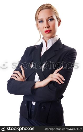Woman businessman isolated on the white