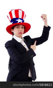 Woman businessman with american symbols