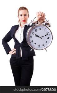 Woman businesswoman with giant clock