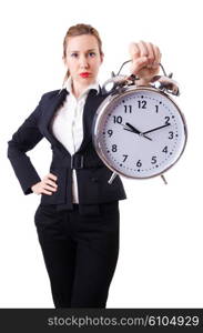 Woman businesswoman with giant clock