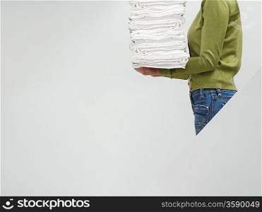 Woman Carrying Towels