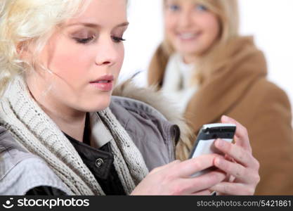 Woman checking her cellphone