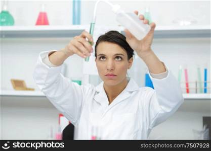 woman chemist or researcher analysis chemical laboratory