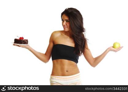 woman choice diet apple or cake
