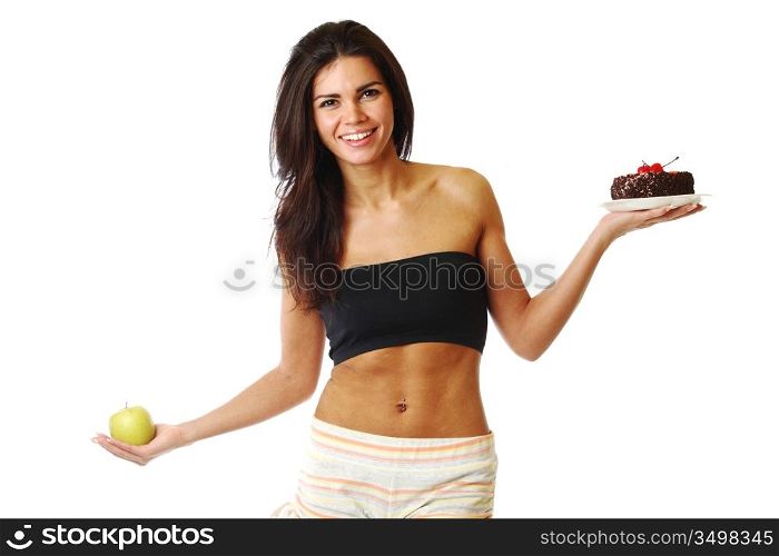 woman choice diet apple or cake