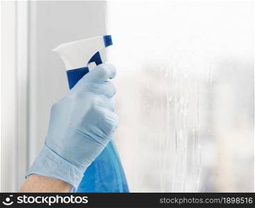 woman cleaning window. Resolution and high quality beautiful photo. woman cleaning window. High quality beautiful photo concept