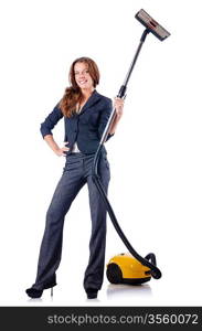 Woman cleaning with vacuum cleaner