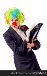 Woman clown in business suit