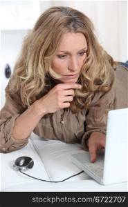 Woman concentrated on the computer