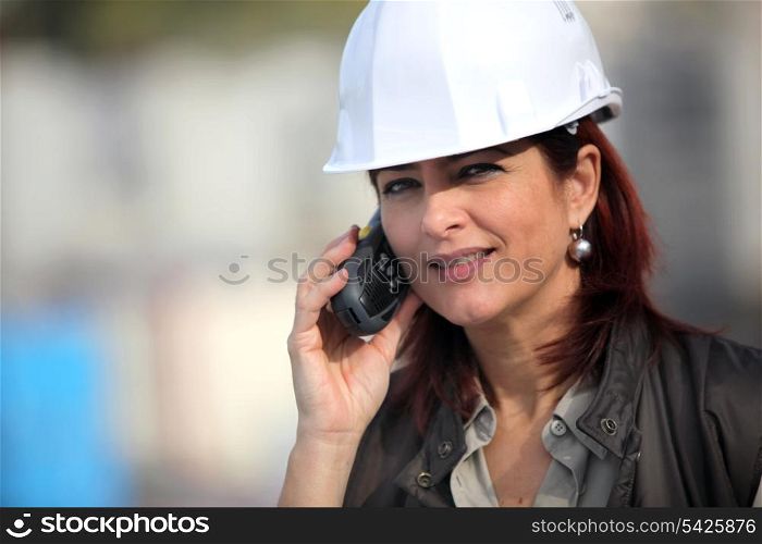 Woman contractor on a construction site