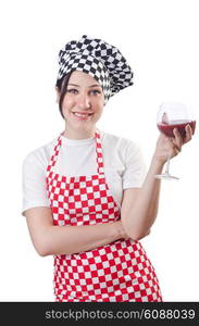 Woman cook isolated on the white