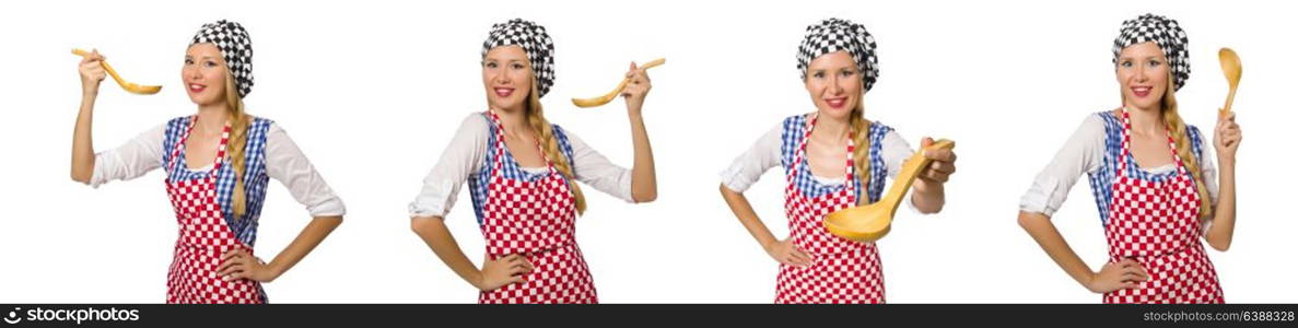 Woman cook isolated on the white background