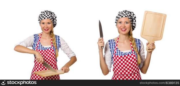 Woman cook isolated on the white background