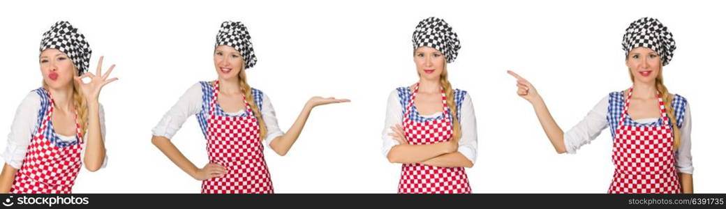 Woman cook isolated on the white background