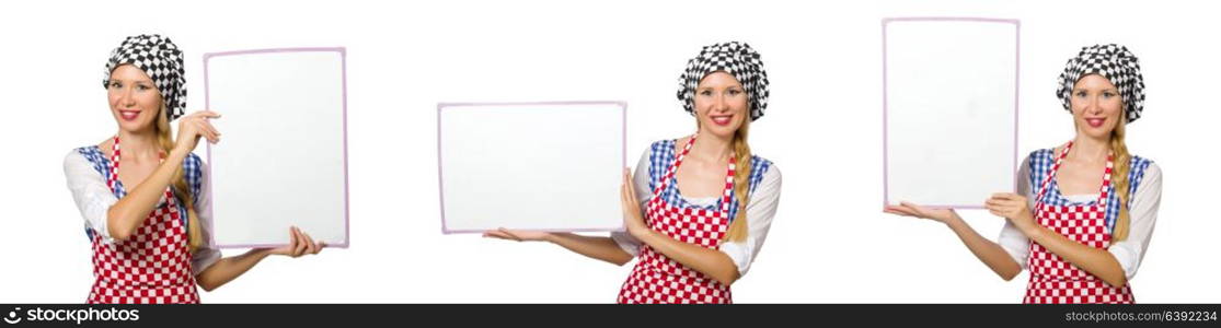 Woman cook isolated on the white background