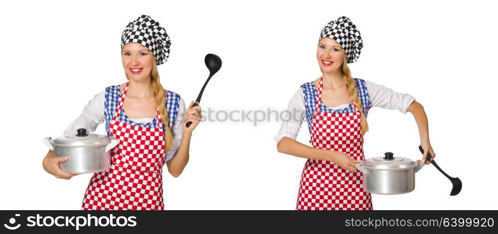 Woman cook isolated on the white background